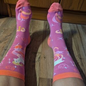 Pink & Orange Novelty Crew Socks - Women's/Men's Fun Fashion Socks